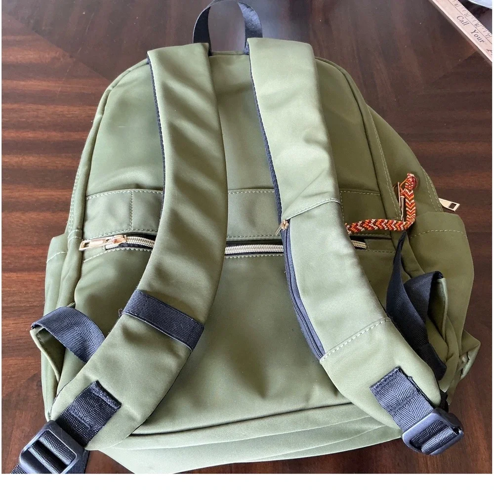 Modoker Laptop Backpack Quilted Olive Green USB Charging Port Large Professional